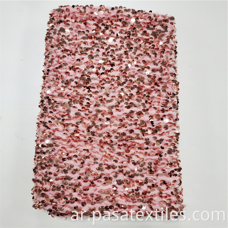 Pink Embroidered Sequins Fabric